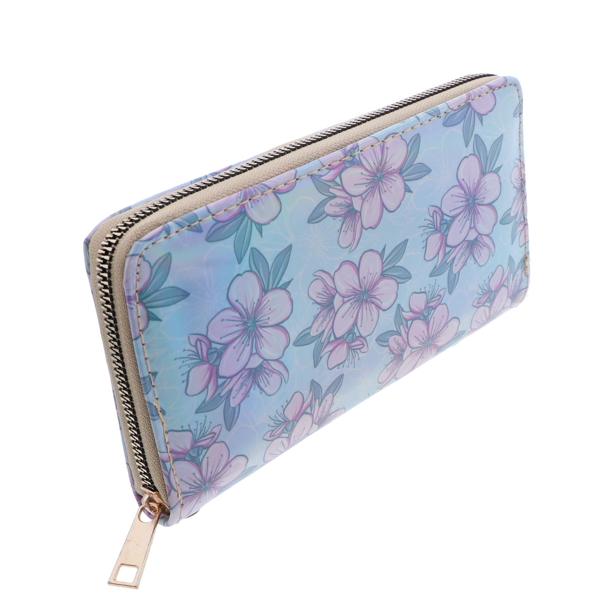 Li'Shay Women's Glossy Zip Around Printed Wallet - Stylish RFID Blocking Clutch for Everyday Use & Travel