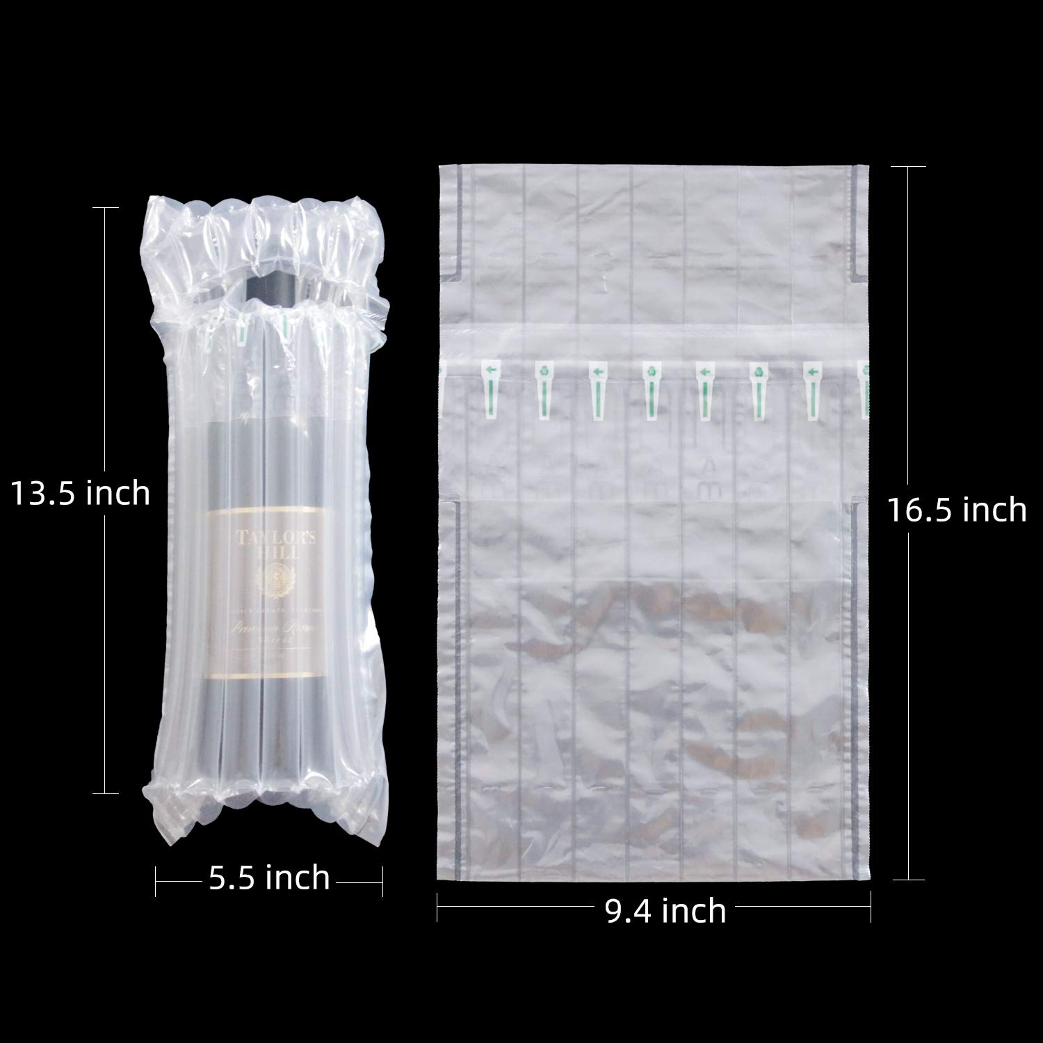 100 Pack Reusable Inflatable Wine Bottle Protectors - Travel Air Column Sleeves for Safe Wine Transportation | Bubble Wrap Alternative for Shipping, Moving & Gifting (Air Pump Not Included) | Perfect for Home Movers, Wine Collectors & E-commerce Sellers