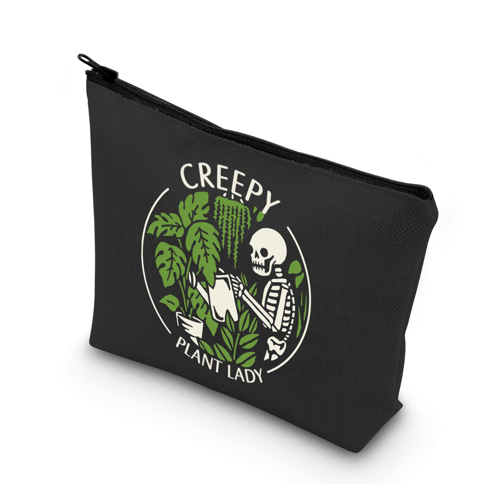 Spooky Plant Themed Zipper Pouch Makeup Bag - Creepy Plant Lady Design - Perfect Housewarming Gift for Plant Lovers - Beige Cosmetic Organizer for Goth Gardeners & Halloween Decor Enthusiasts - Great for Makeup Storage, Travel Essentials & Witchy Aesthetic Collections