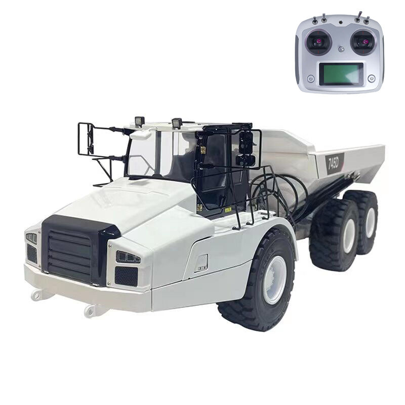1/14 Scale Radio Controlled Articulated Dump Truck - 2.4Ghz RC Hydraulic Dump Truck with Metal Cylinder, Valve, Pump, Sound & Light Effects - Ready to Run for Construction Site Play & Collection