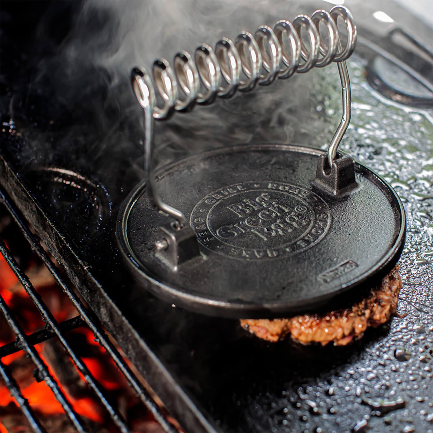 Heavy Duty Cast Iron Grill Press for Big Green Egg - Perfect for Smashing Burgers, Paninis & BBQ Cooking | Outdoor Grilling Accessories