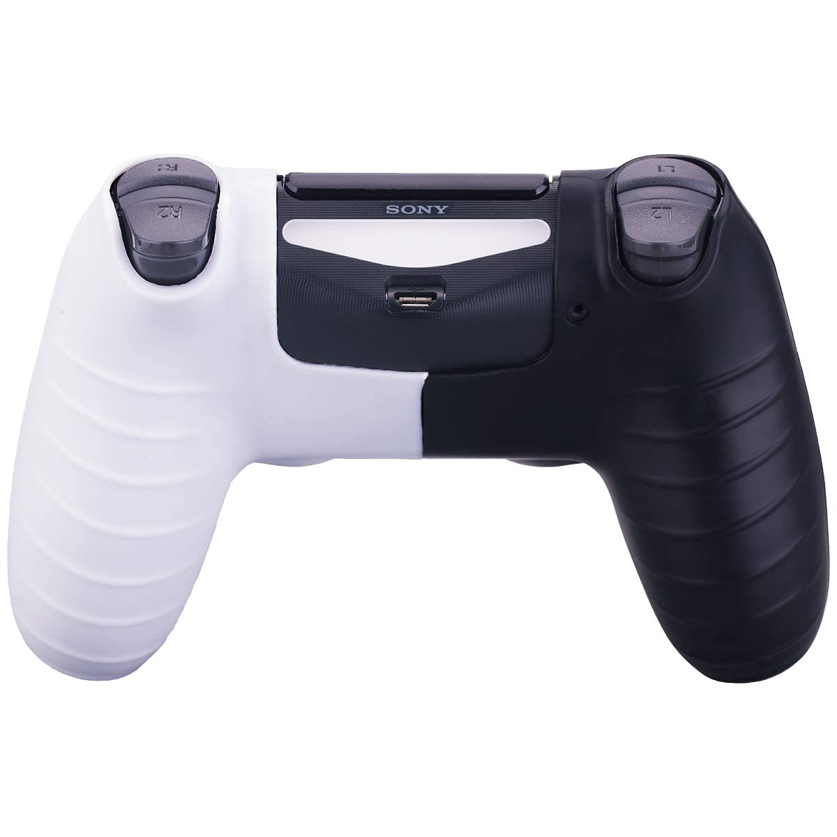 DualShock 4 Controller Skin - Anti-Slip Silicone Cover with Thumb Grips for Sony PS4/PS4 Slim/PS4 Pro (Black & Red) | Enhanced Grip for Gaming, Protection Against Drops & Sweat