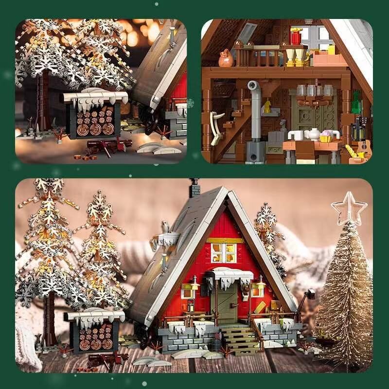 JIE STAR 89141 Santa's House Christmas Decoration - Miniature Holiday Village Display for Tabletop, Mantel & Winter Wonderland Scenes