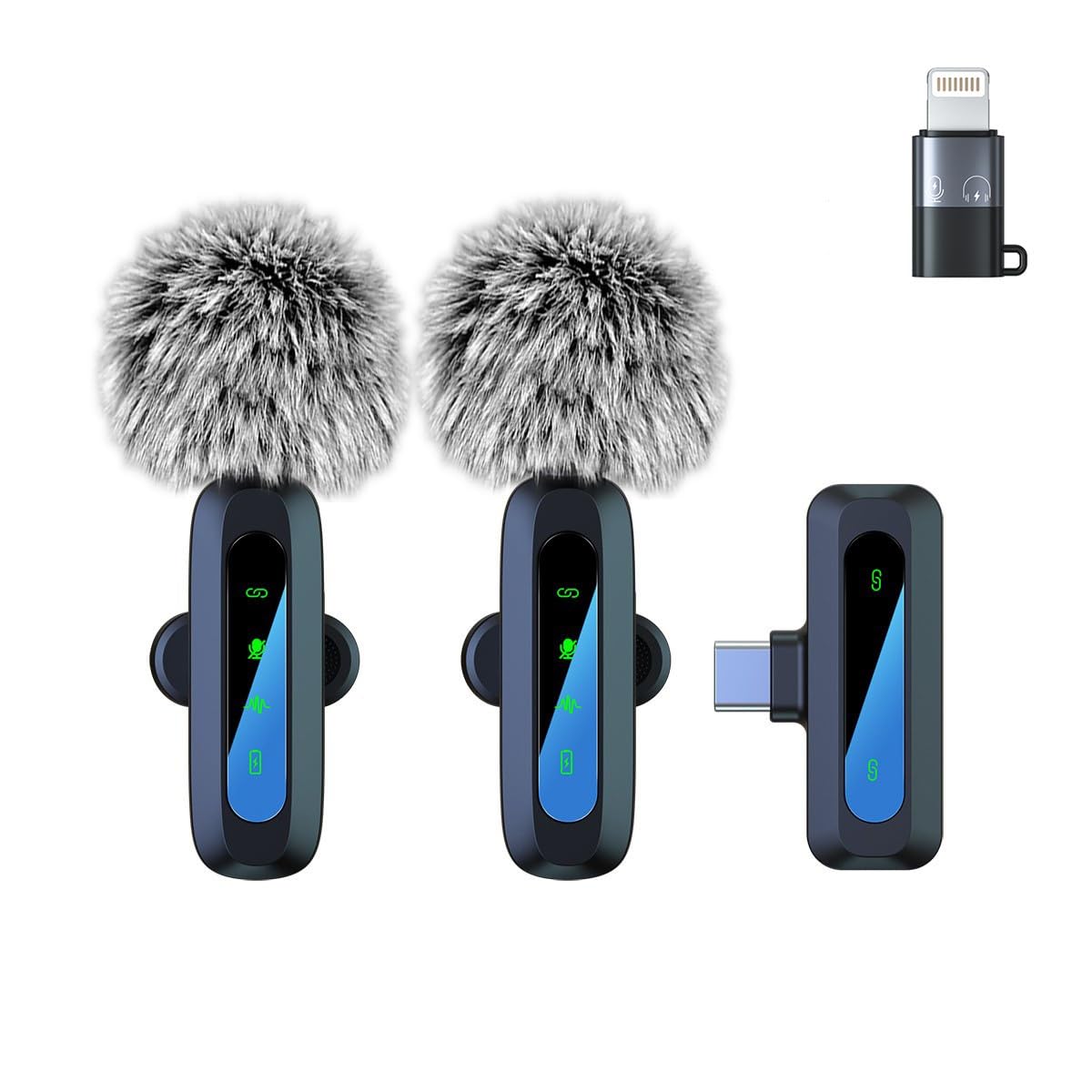 Professional Wireless Tie Microphone for Android, iPhone 15, Laptop & PC - Noise Cancelling Mini Mic (2 Pack) - Perfect for Podcasting, Online Meetings & Voice Recording
