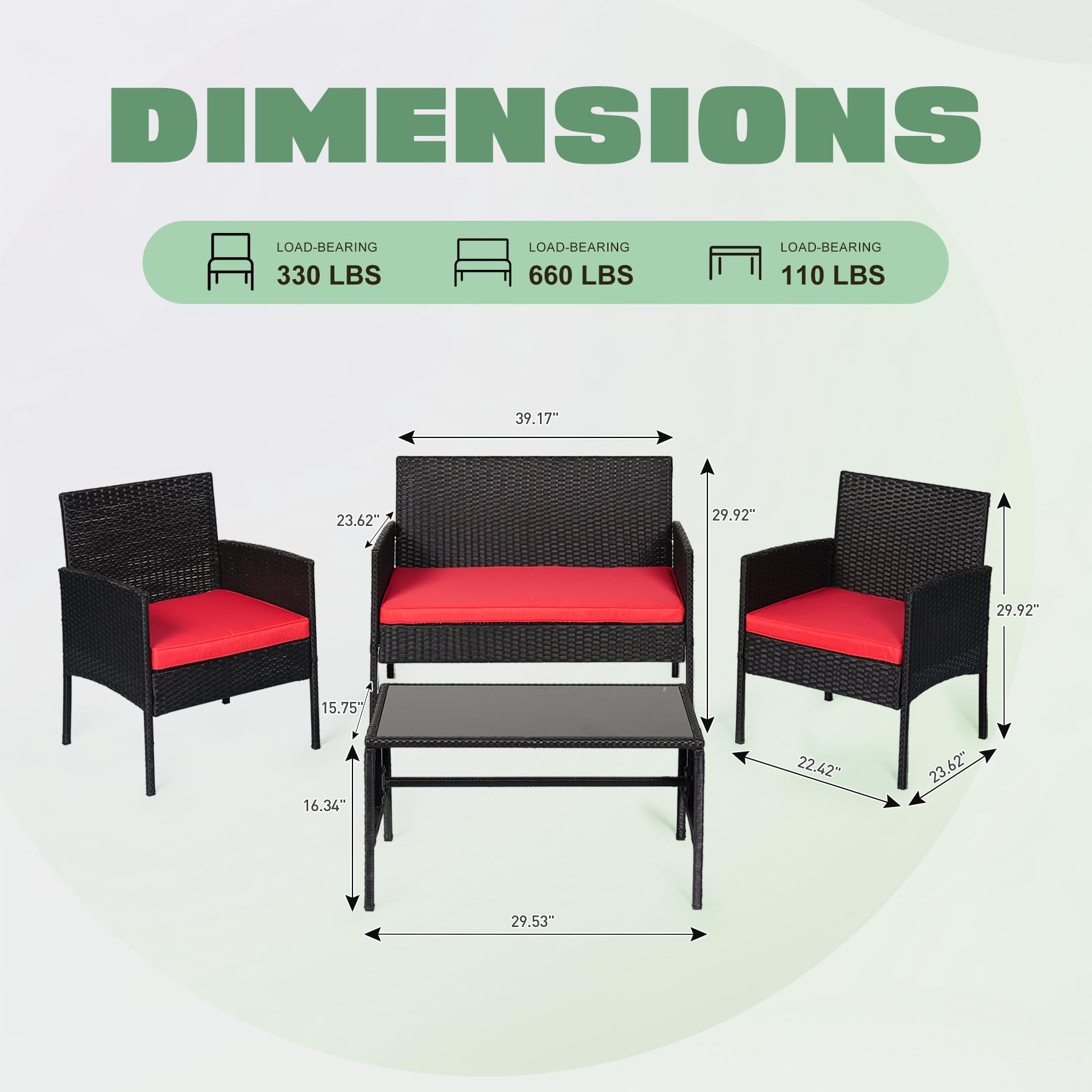 4-Piece Outdoor PE Rattan Patio Furniture Set - Wicker Sofa Sectional & Chairs for Garden, Yard, Porch - Perfect for Relaxing & Entertaining Guests
