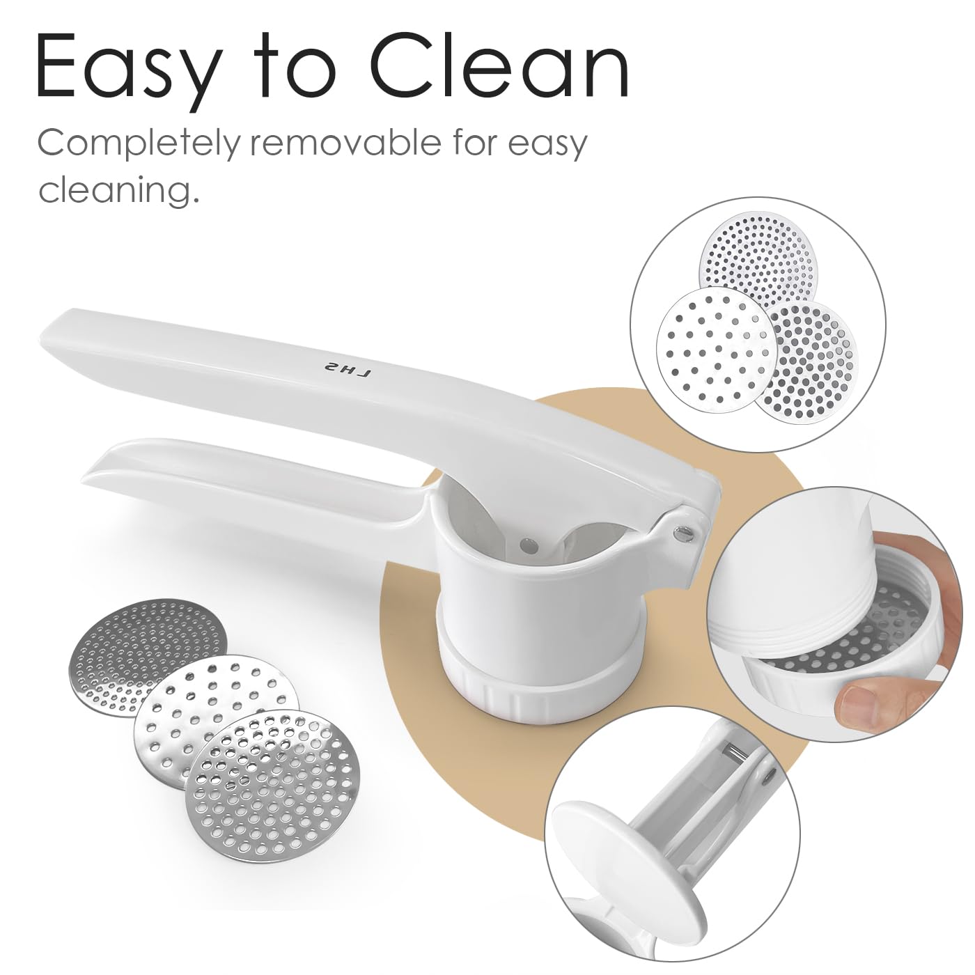 Premium Potato Ricer & Masher with 3 Interchangeable Discs - Heavy Duty Stainless Steel Kitchen Tool for Smooth Mashed Potatoes, Vegetables, Baby Food & Purees - Ideal for Home Cooking, Meal Prep & Restaurant Use