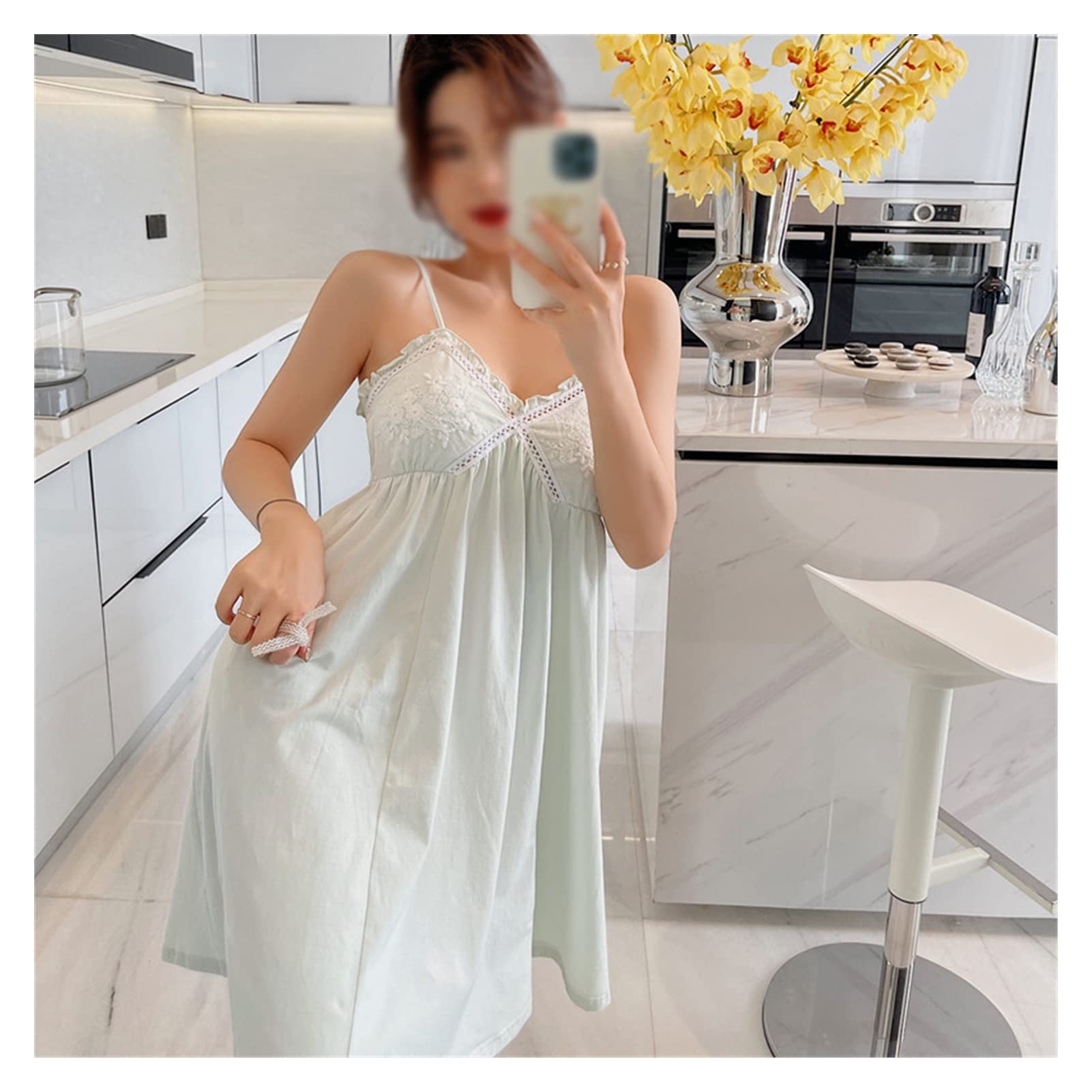 SHYPYG Women's Lace Princess Nightgown with Removable Breast Pads - Summer Sleepwear, Suspender Pajama Set for Home & Lounge (Color: C, Size: L) | Perfect for Relaxing, Bridal Shower & Romantic Nights