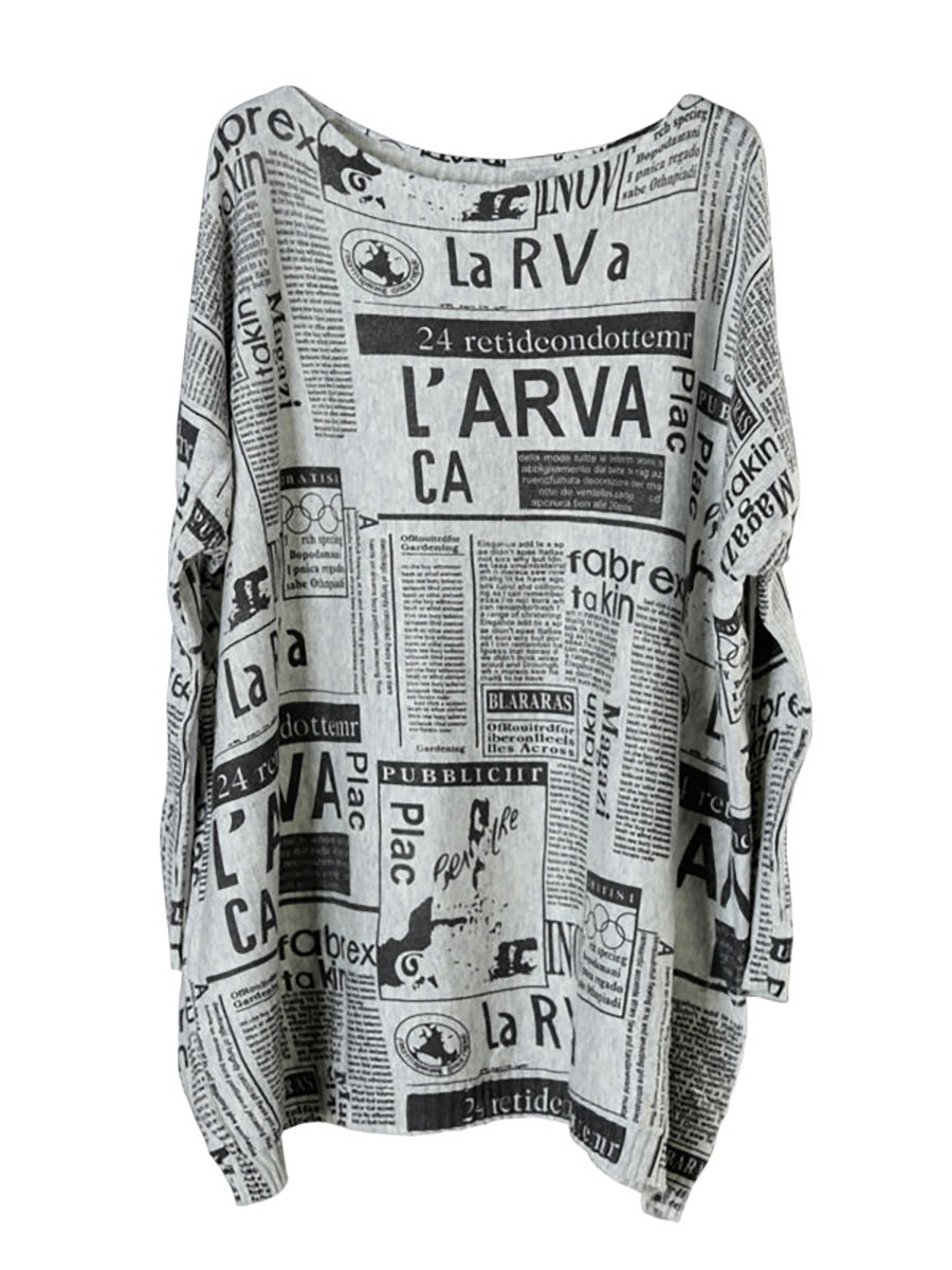 Plus Size Women's Autumn Loose Knit Sweater with Letter Print - Cozy Fall Fashion for Casual Outings & Layering