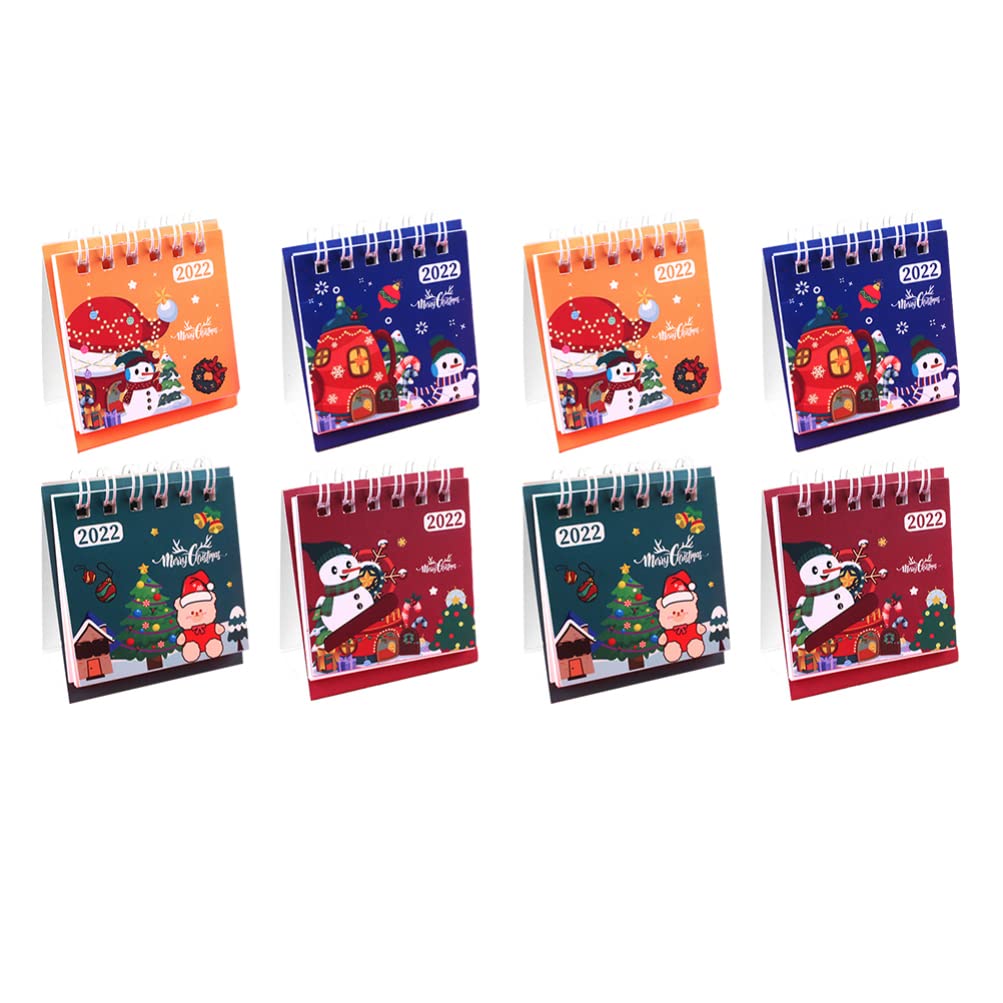 2022 Mini Desk Pocket Calendar - 8pcs Christmas Cartoon Standing Flip Planner for Daily Schedule & Organization | Perfect for Office, School, Home & Gift Giving