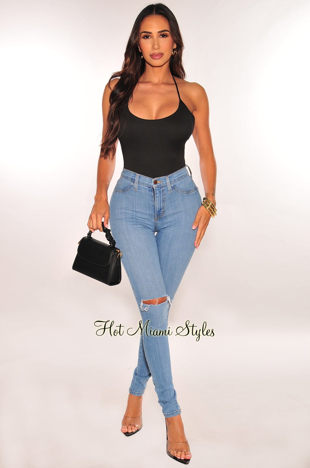 Black Criss Cross Spaghetti Straps Bodysuit for Women - Sexy Lingerie Top for Date Night & Club Wear