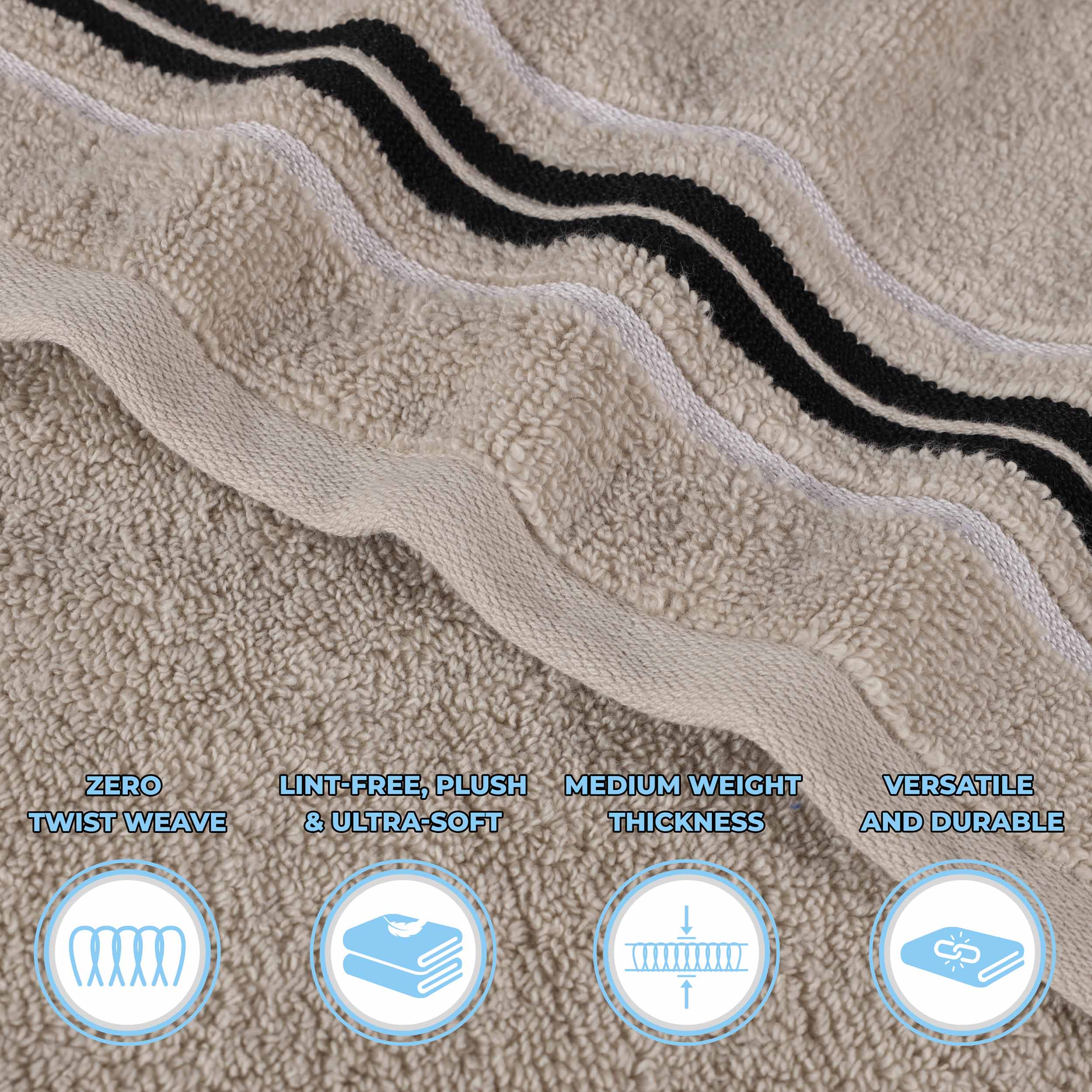 Premium 6-Piece Sadie Zero Twist Cotton Towel Set - Solid & Jacquard Floral Design | Ultra Soft & Absorbent Bath Towels for Spa, Hotel & Luxury Home Use
