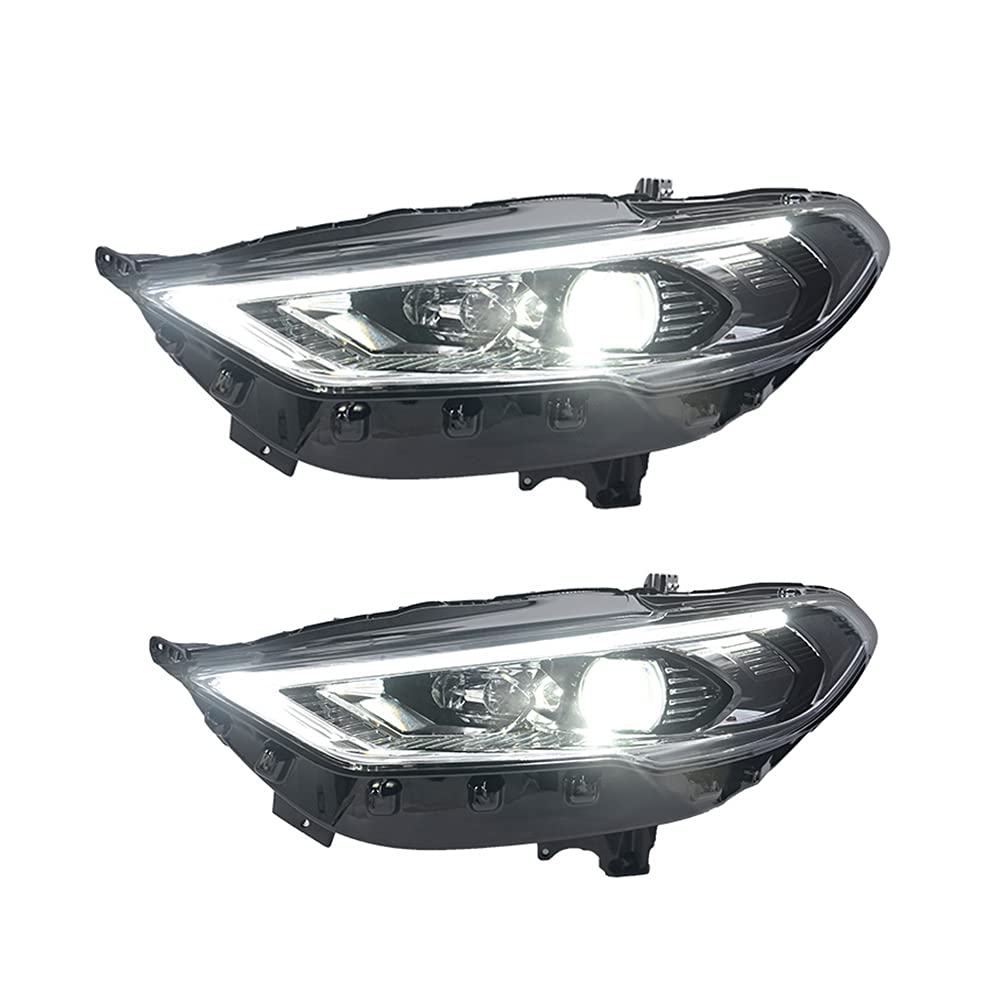 2PCS LED Headlight Assemblies for Ford Fusion 2017-2019 - High Power Projector Lens LED Kit with Dynamic Turn Signal & DRL - Perfect for Night Driving & Enhanced Visibility