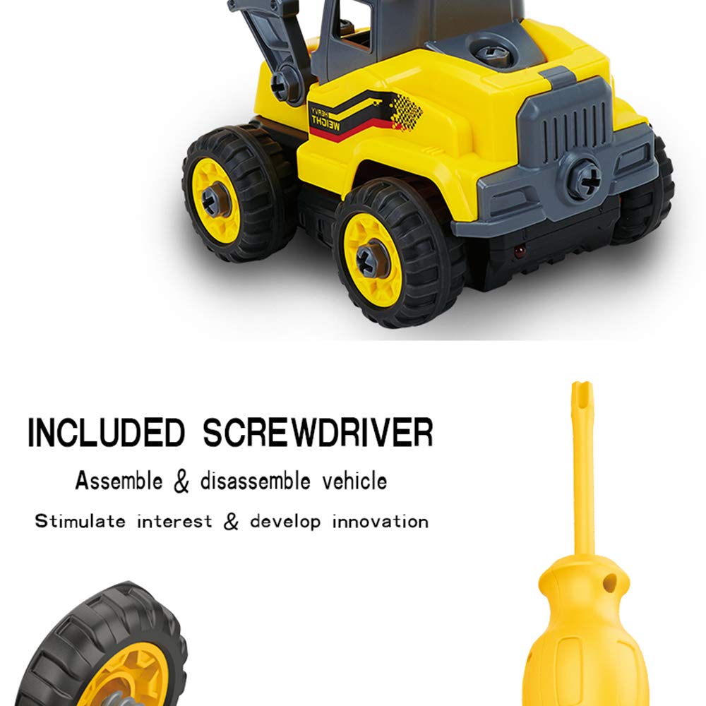 2-in-1 Take Apart Construction Toy Set - DIY Assembly Truck & Excavator with Power Drill Tools - STEM Learning Building Toys for Kids Ages 3+ - Perfect for Pretend Play, Birthday Gifts & Classroom Activities
