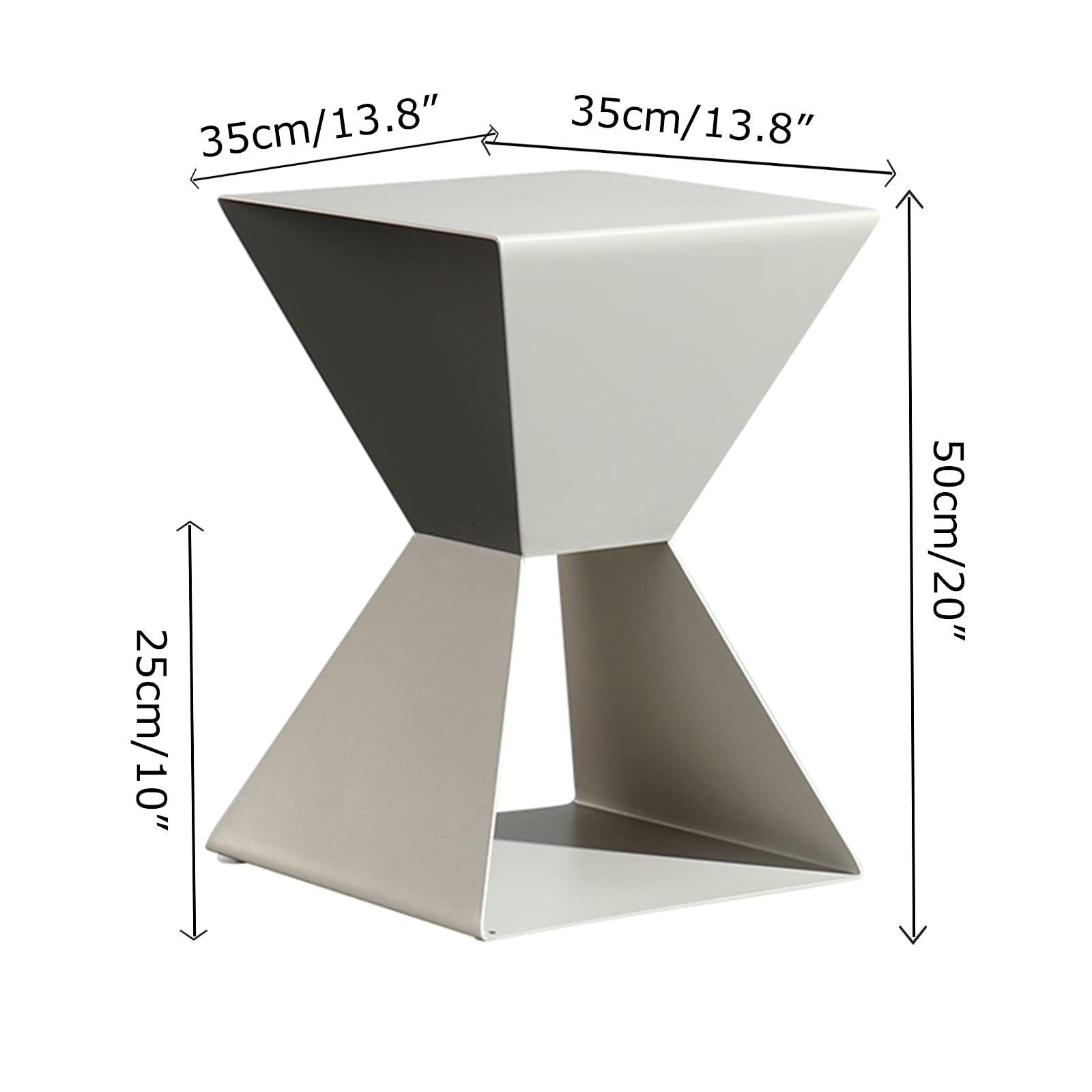 Square Metal Small Outdoor Coffee Table with Iron Storage Shelf - 13.8