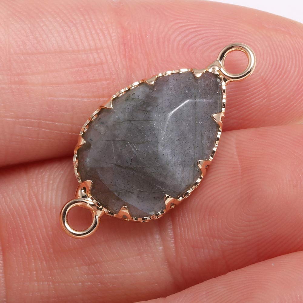 8 Pcs Natural Gemstone Quartz Stone Connectors - Water Drop Shape Agate Pendants for DIY Jewelry Making, Necklace & Bracelet Crafting - Perfect for Boho, Handmade & Beading Projects