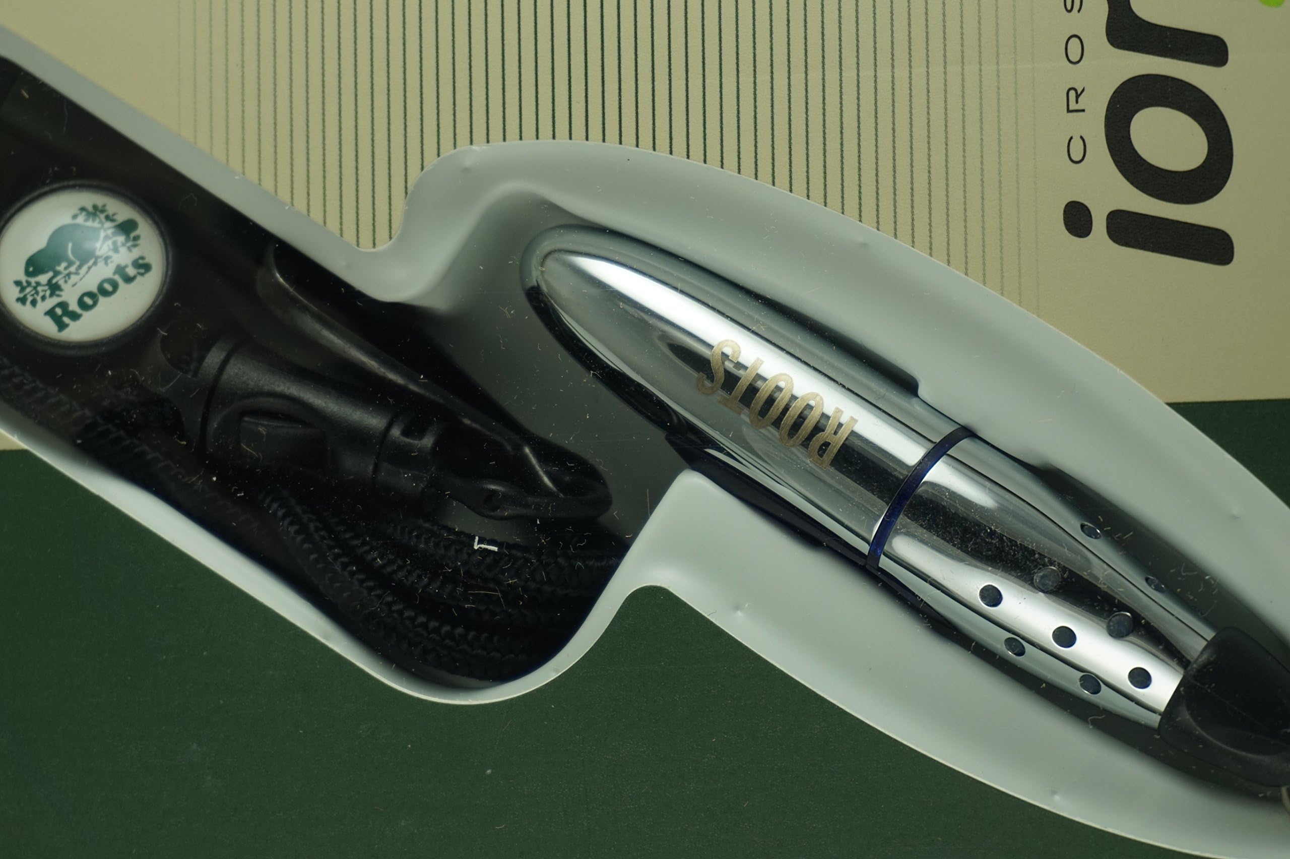 Premium Cross Ion Gel Pen with Chrome Finish & Blue Center - Roots Logo Engraved - Ideal for Office, School & Gifting