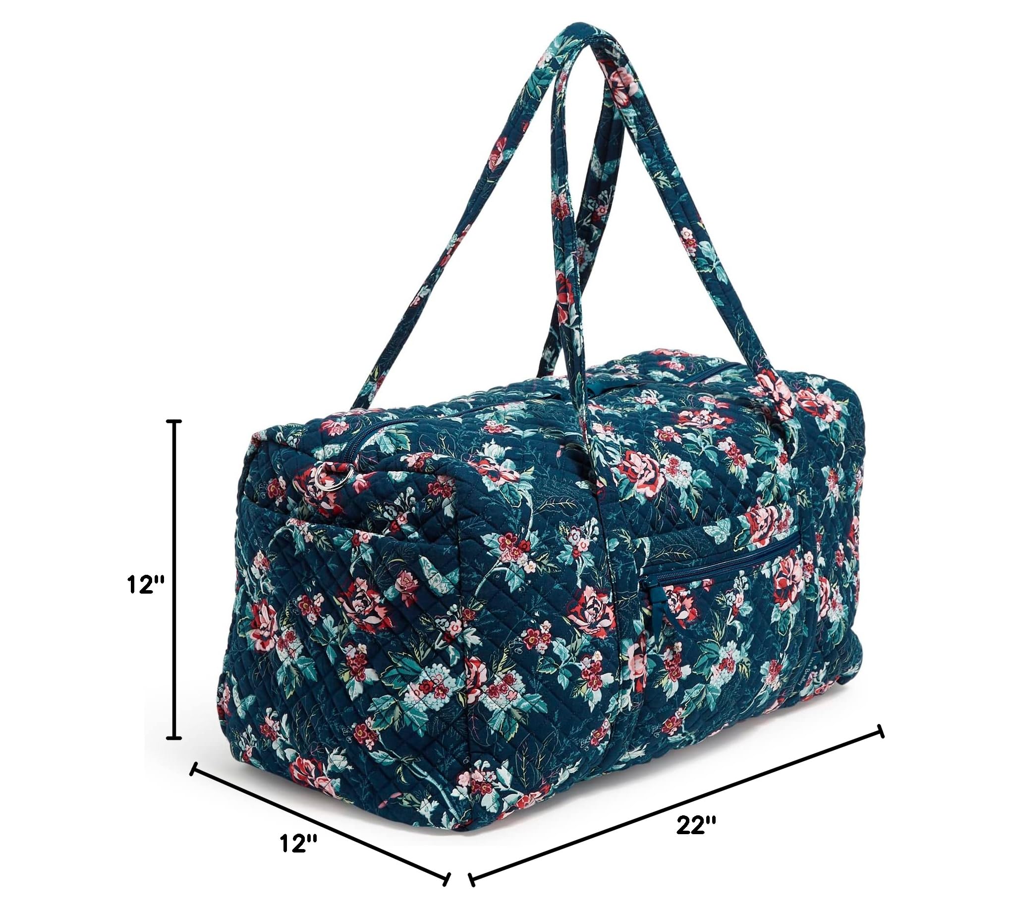 Vera Bradley Women's Large Cotton Travel Duffle Bag - Lightweight Carry-On Weekender for Gym, Beach & Overnight Trips | Spacious Luggage with Handles & Shoulder Strap