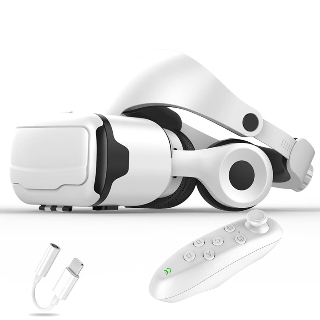 3D VR Headset with Bluetooth Controller - Compatible with iPhone 13 Pro Max/13 Pro/13/12/11, Samsung Galaxy S21, Huawei, Xiaomi Series - Immersive Virtual Reality Gaming & Movie Experience (Color: C, Size: iOS)