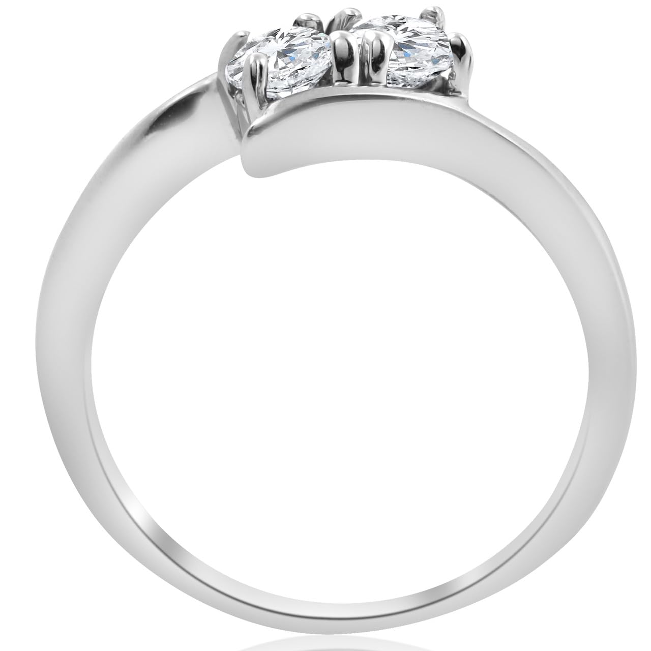 1/2 Carat Two Stone Diamond Forever Us Engagement Ring - 10k White Gold for Women - Perfect for Proposals, Anniversaries & Romantic Occasions