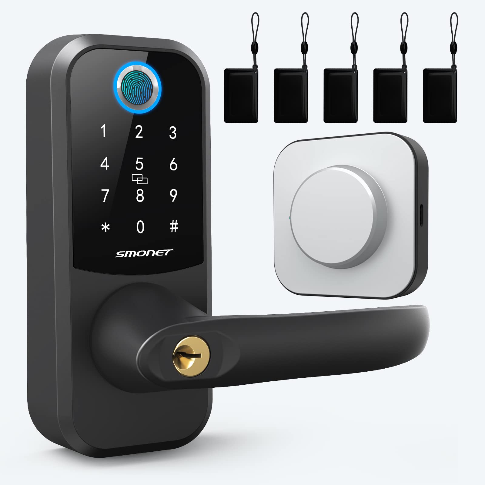 SMONET Smart WiFi Door Lock with Keypad & Handle - Keyless Entry for Front Door, Home Security, Remote Access via App - Perfect for Apartments, Vacation Rentals & Smart Homes