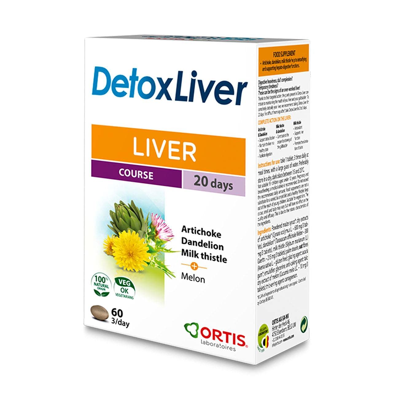 Ortis Detox Liver Supplement - 60 Tablets for Liver Cleansing & Detoxification - Supports Liver Health & Digestion - Perfect for Post-Holiday Detox & Wellness Routine