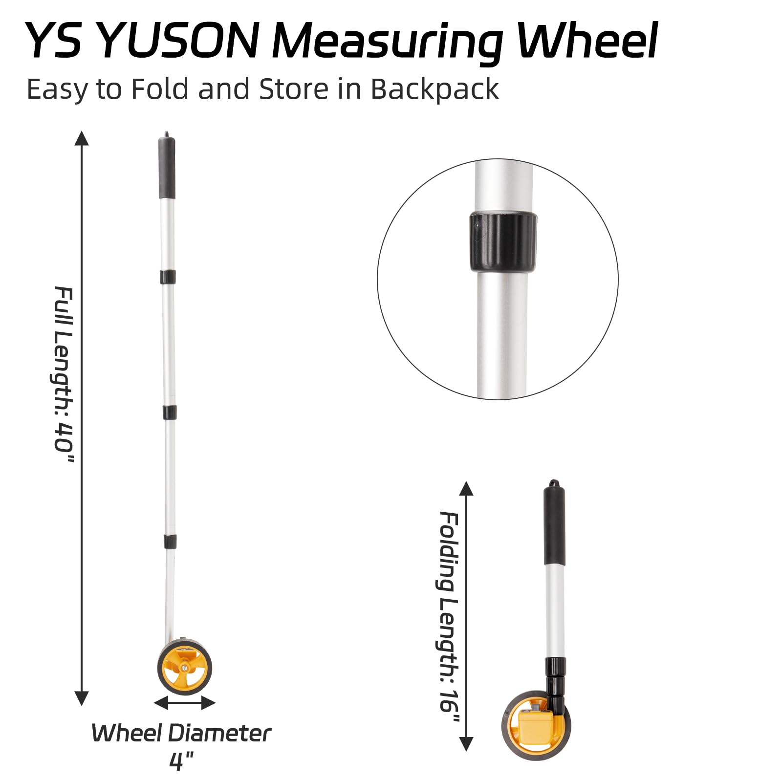 Digital Measuring Wheel in Feet - 4 Inch Construction Measuring Wheel with Tape Measure & Level Ruler | One-Key Reset up to 9999Ft | Perfect for Land Surveying, Road Construction & DIY Home Projects