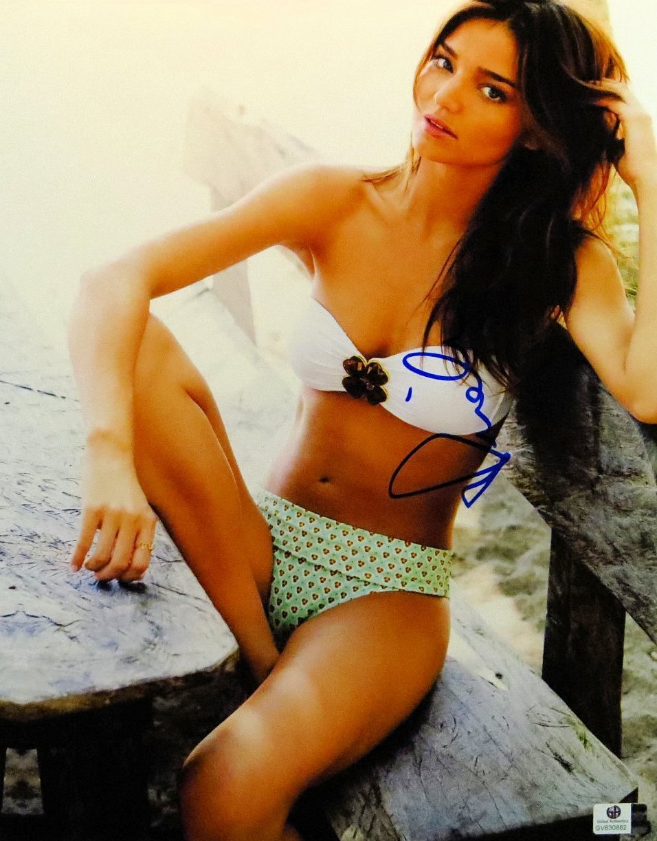 Miranda Kerr Autographed 11x14 Photo - Signed Bikini Beach Photo on Bench - Limited Edition Celebrity Memorabilia - Perfect for Fans, Collectors & Home Decor