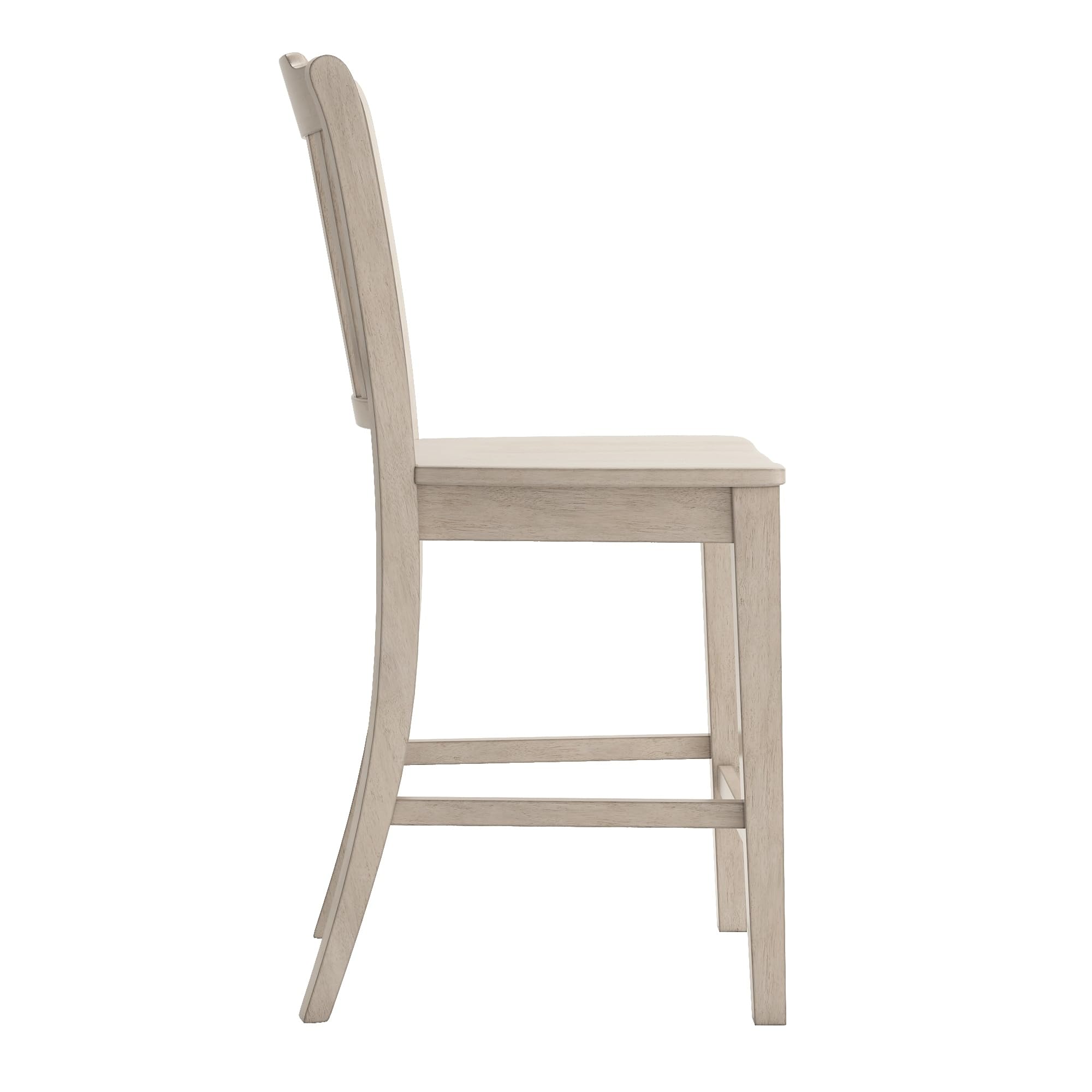 Classic Antique White Wooden Counter Stools Set of 2 - Distressed Finish Slat Back Bar Chairs for Kitchen Island, Breakfast Nook & Dining Room Decor