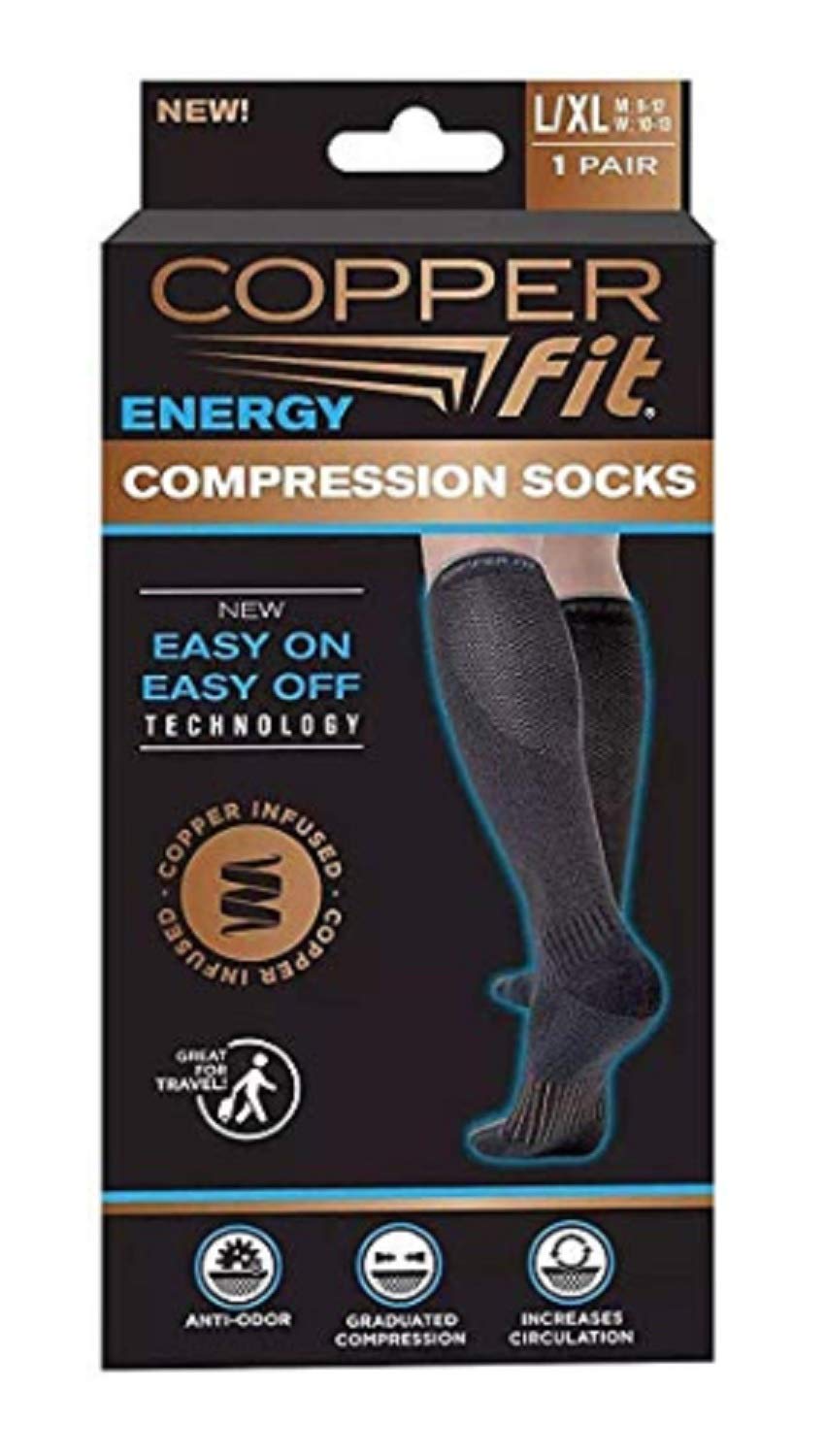 Copper Fit Unisex Compression Socks for Men & Women - Improve Circulation & Reduce Swelling - Perfect for Running, Travel & Recovery (Select Your Size & Quantity)
