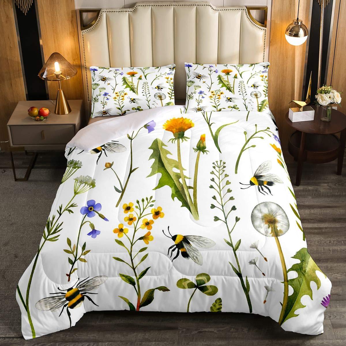 Feelyou Dandelion Botanical Floral Printed Comforter Set - Ultra Soft Queen Size Duvet Cover for Kids & Children's Bedroom Decor | Perfect for Nursery, Bedroom & Gift