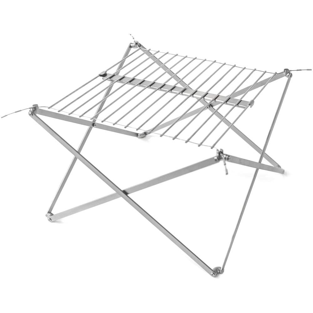 Wolf and Grizzly Portable Folding Grill & Fire Set - Compact Camping Grill for Backpacking, Hiking, Survival & Outdoor Cooking | Lightweight Fire Pit Grill Grate for Campfire, Picnic, Tailgating & Bushcraft Adventures | Perfect for RV Trips, Beach BBQs & Backyard Camping