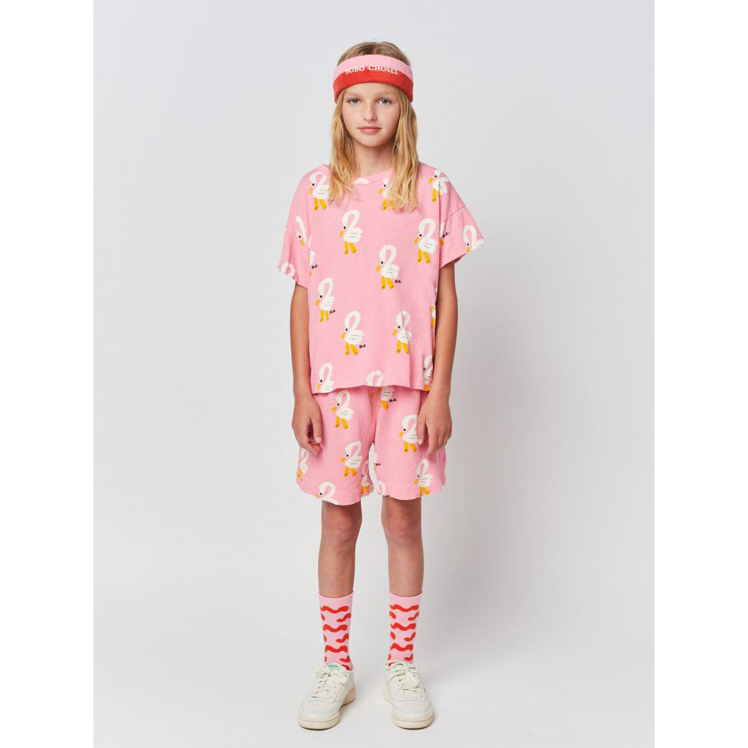 Bobo Choses Pelican Print All Over Graphic T-Shirt for Kids - Soft Cotton Casual Tee for Playdates, School & Everyday Wear
