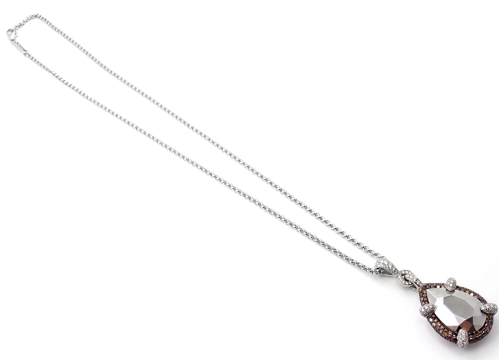 Authentic Chopard 18K White Gold Diamond Necklace with Golden Diamonds & Chrome Stones | Luxury Jewelry for Women, Perfect for Weddings, Parties & Special Occasions