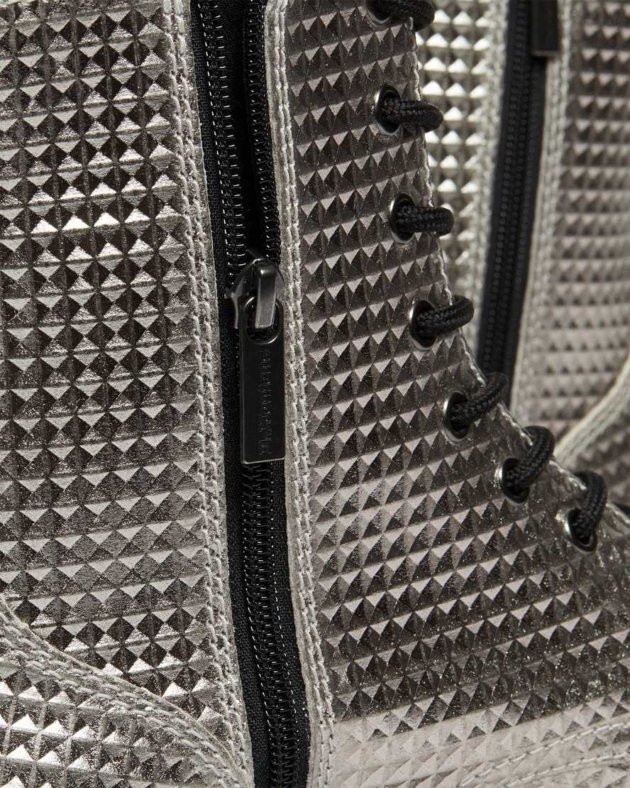 Dr. Martens Jadon Silver Stud Embossed Leather Platform Boots for Women - Punk Style Chunky Sole Ankle Booties for Concerts, Festivals & Edgy Outfits