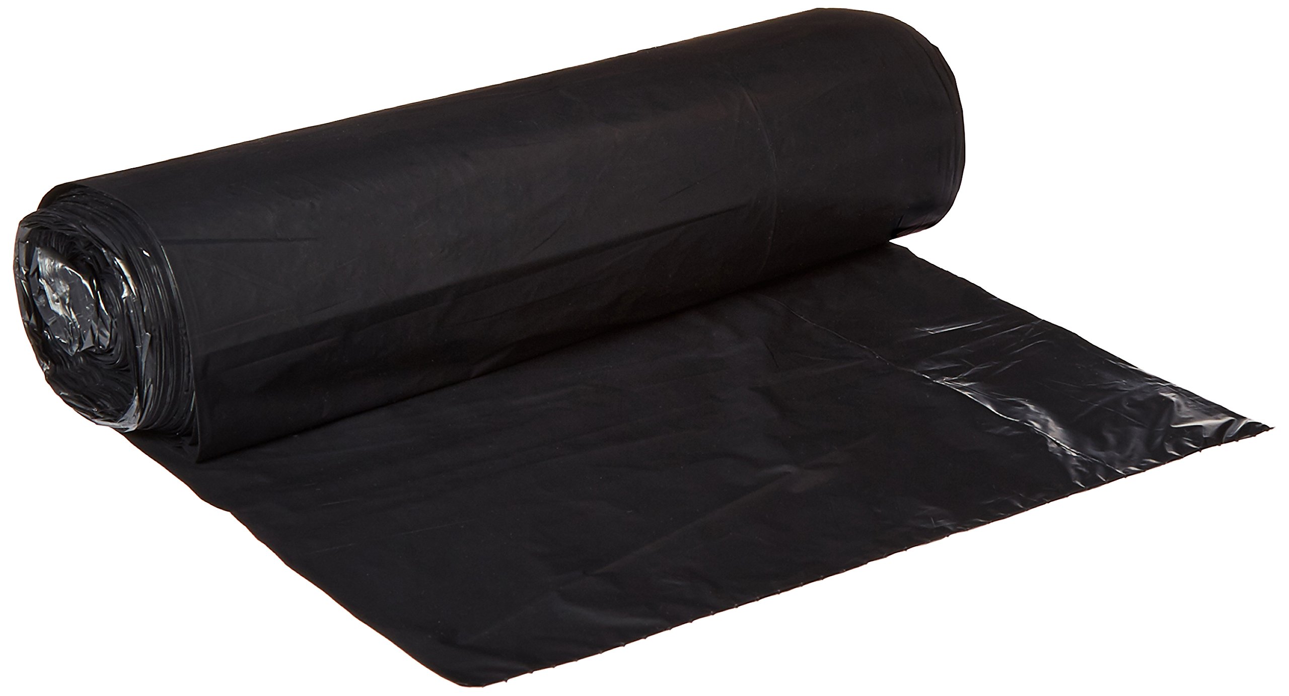 High-Density 60 Gallon Black Flat-Bottom Trash Bags - 12 Micron Thick, 38