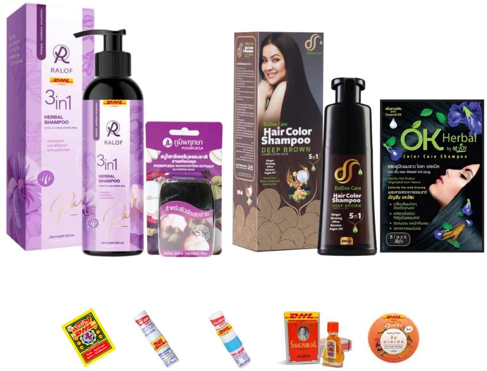 LM14 Ralof Herbal 3-in-1 Shampoo & Conditioner - Reduce Hair Loss, Nourish Hair with Deep Brown Color | DoDee Care Hair Treatment for Thicker, Healthier Locks | Fast DHL Shipping + Free Beauty Gift | Perfect for Daily Hair Care & Color Maintenance