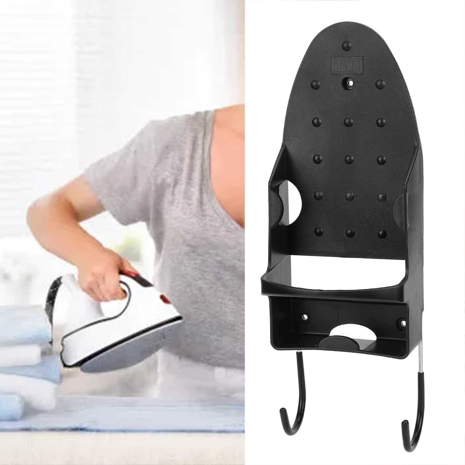 Wall Mounted Ironing Board Rack with Hook - Space Saving for Bathroom & Laundry