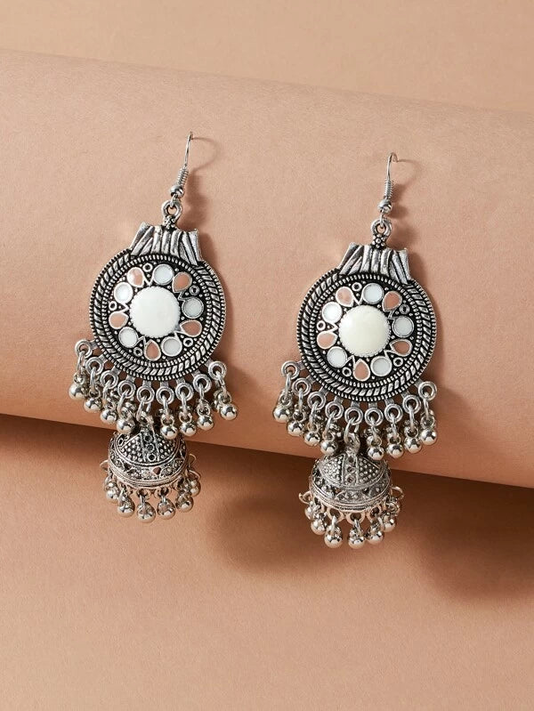 Vintage Afghan Ethnic Bell Tassel Drop Earrings - Handmade Tribal Jewelry for Women (E876) | Perfect for Boho, Festival, and Ethnic Fashion Outfits