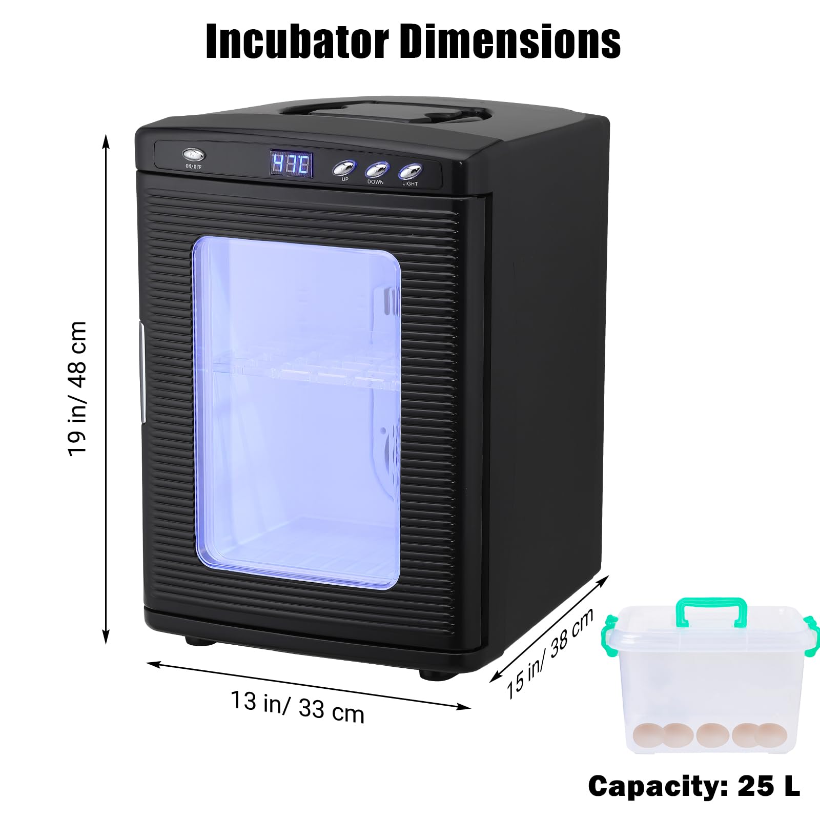 GARVEE 25L Portable Reptile Egg Incubator - Digital Temperature Control 5°C-60°C for Small Reptiles, Snakes & Lizards - Perfect for Home Breeding, Science Labs & Classroom Experiments