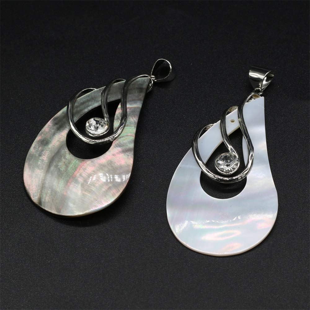 Natural White Shell Teardrop Pendant & Mother of Pearl Pendant - Set of 2 DIY Jewelry Making Charms for Necklace, Bracelet - Perfect for Beach Wedding, Boho Style Accessories, Handmade Craft Projects