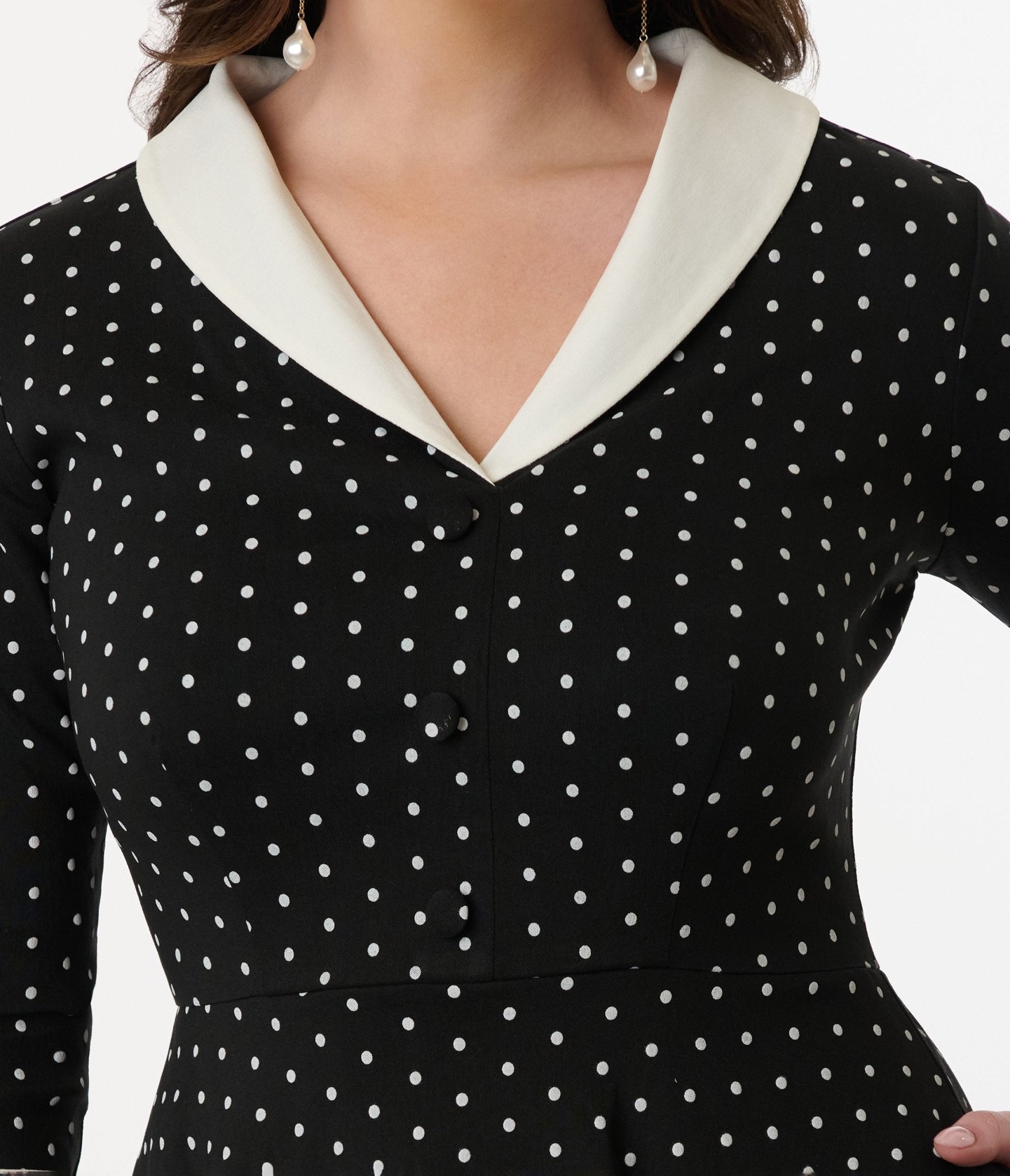Vintage Black & White Polka Dot Shirt Dress for Women - Retro 50s Style Button Down Shirtwaist Dress - Perfect for Casual Outings, Office Wear & Vintage-Themed Parties