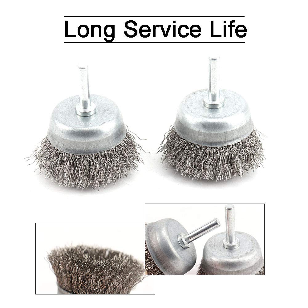 5-Pack 2-Inch Crimped Wire Cup Brush Set for Power Drill - 0.3mm Wire (0.0118In) - Perfect for Metal Cleaning, Rust & Paint Removal - Ideal for Automotive, Welding & DIY Home Projects