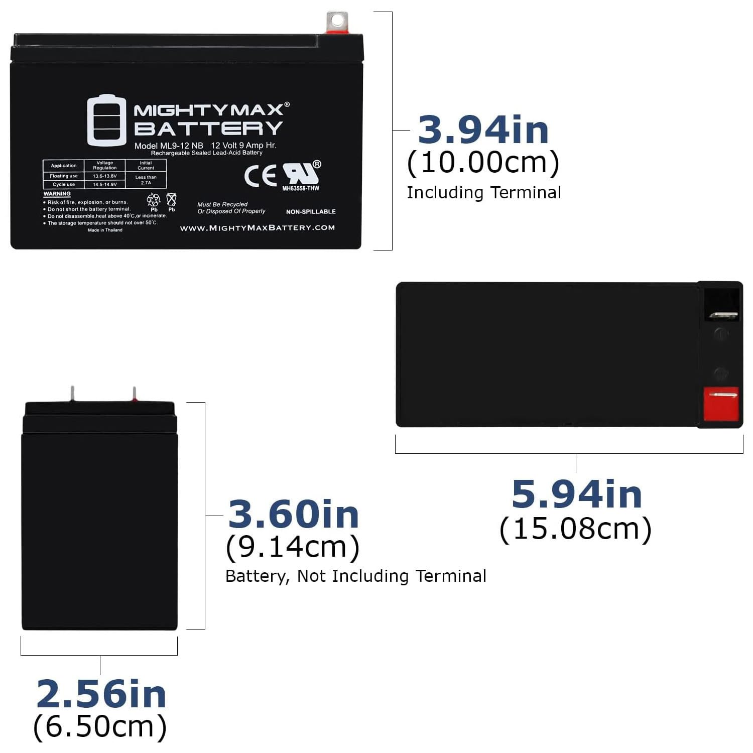 Mighty Max 12V 9AH SLA Replacement Battery for MK ES9-12TE - 6 Pack - Long Lasting Power for Security Systems, Emergency Lighting & UPS Backup