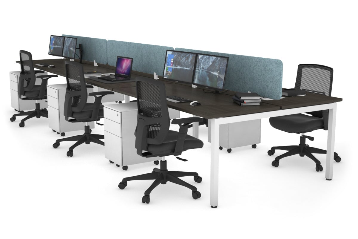 Quadro Square Legs 6-Person Office Workstation Desk [1600L x 700W] - Perfect for Team Collaboration & Open Office Spaces