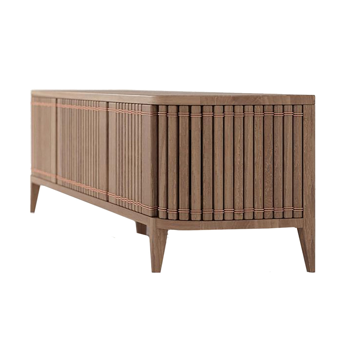 Modern Koppar Wooden Media Cabinet with 3 Doors - Stylish TV Stand for Living Room, Bedroom & Home Theater Storage