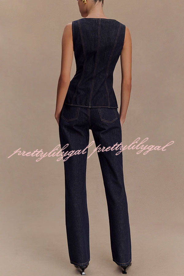 Stassi High Waist Straight Leg Jeans for Women with Pockets - Comfortable Denim Pants for Casual Wear, Office & Everyday Outfits