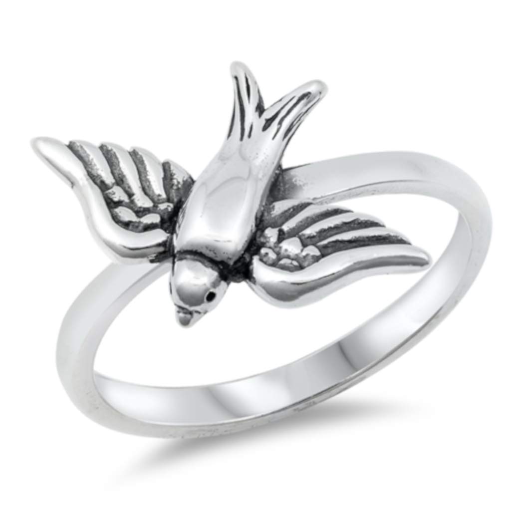 Sterling Silver Dove Ring - Peace Symbol Jewelry for Women, 925 Silver Bird Ring with Gift Box, Perfect for Gifts, Weddings & Everyday Wear