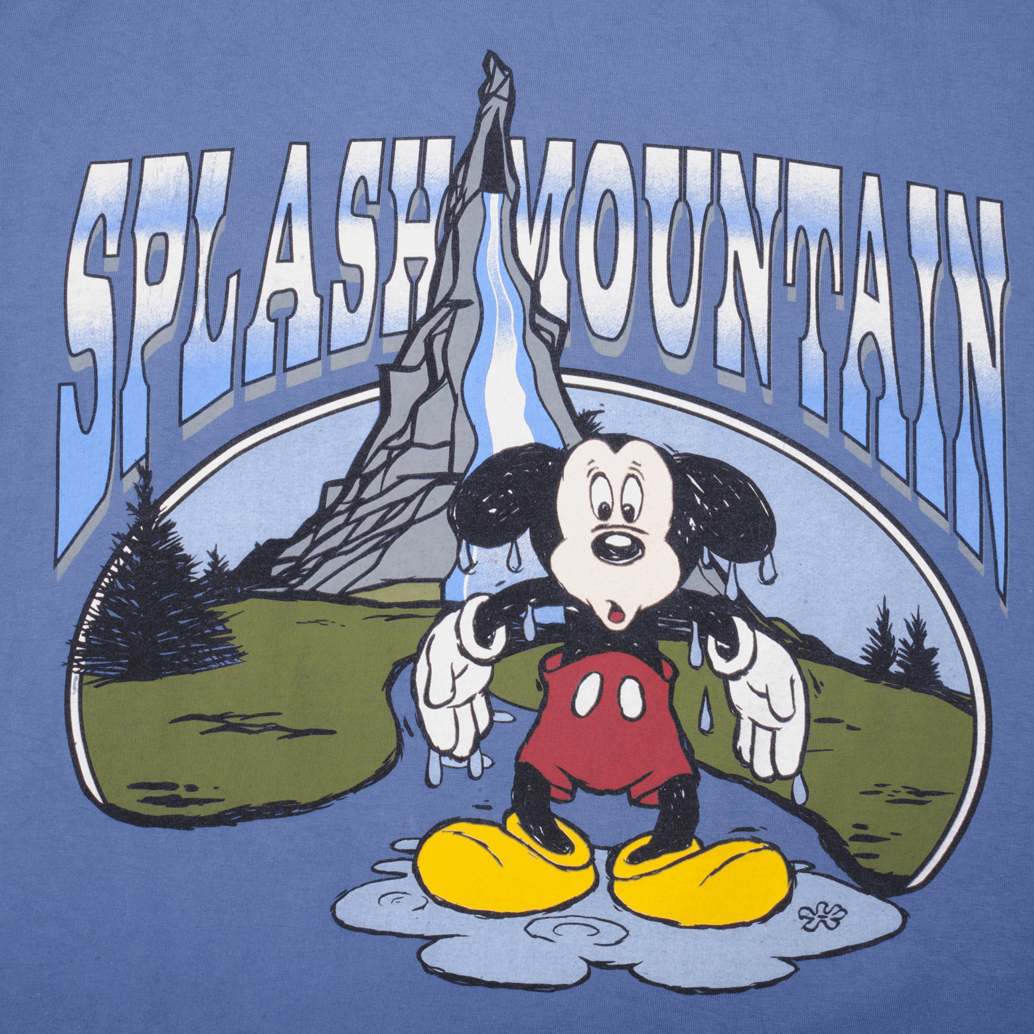 Vintage Disney Mickey Mouse Splash Mountain 1990s Graphic Tee Shirt XL - Made in USA - Retro Theme Park Merchandise for Disney Fans & Collectors