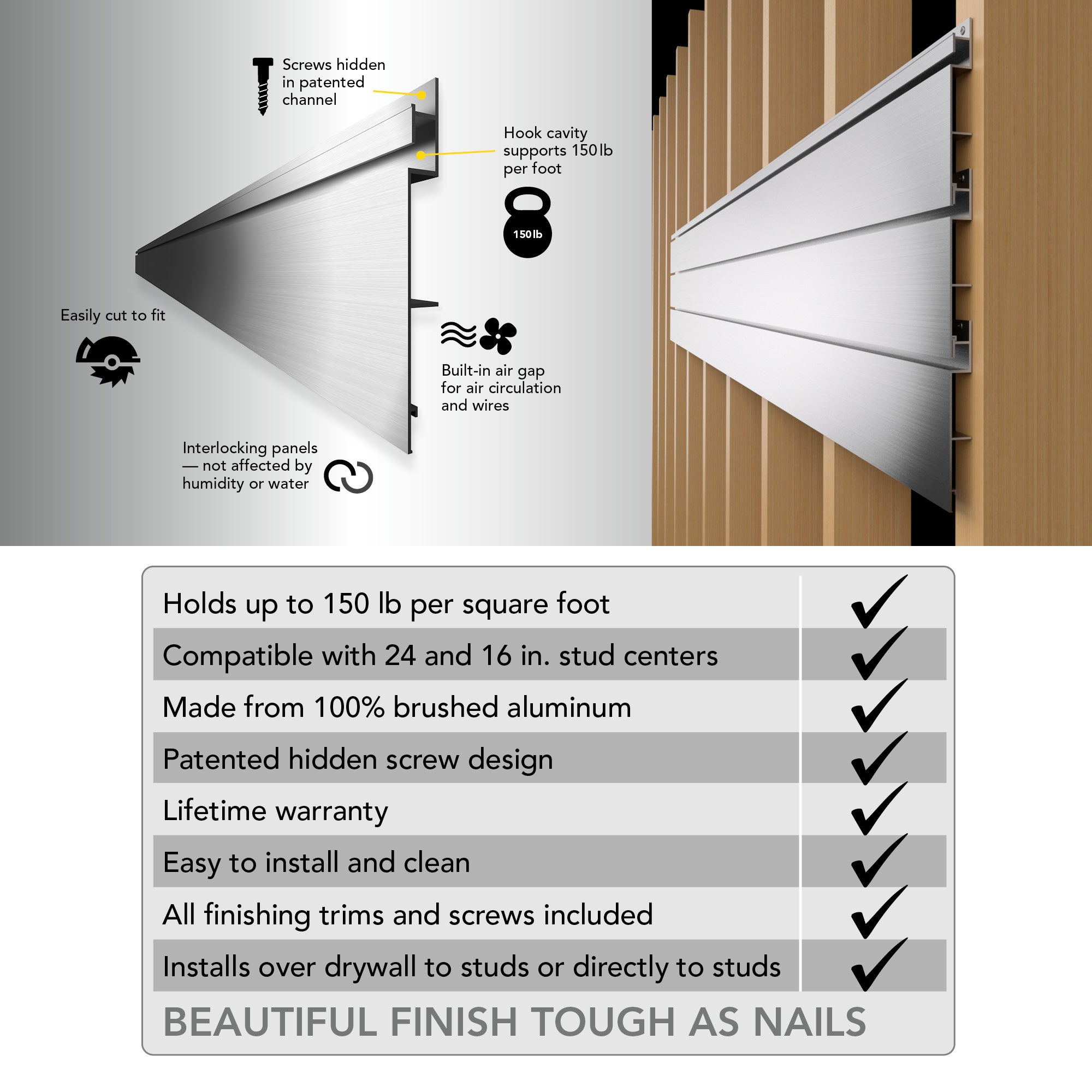 4 x 8 ft. Aluminum Slatwall Panel - Heavy Duty Retail Display Shelving for Stores, Boutiques & Garment Shops - Perfect for Organizing & Showcasing Merchandise