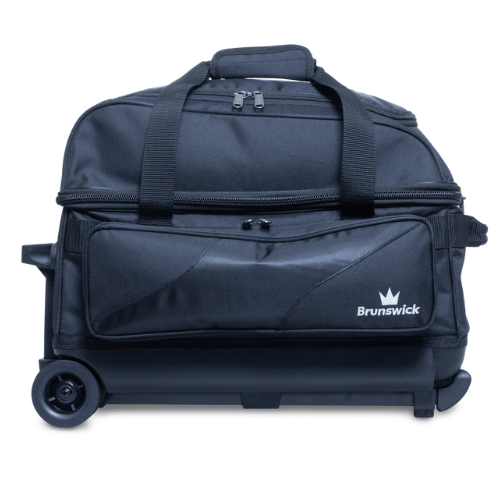Brunswick Zone Double Roller Black Bowling Bag - Durable 2-Ball Carrier for League & Practice - Perfect for Bowling Enthusiasts & Tournament Players